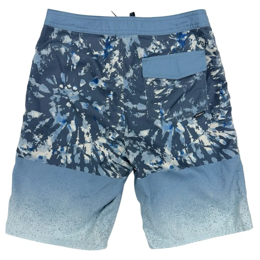 O'Neil Men's Size 28 Blue Tie-Dye Gradient Swim Board‎ Shorts Trunks Bottoms